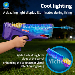 Pistola de Agua Eléctrica de Plástico con Forma de Tiburón, Pistola de Agua Automática con Luz LED, Compatible con Botellas, Recargable, Juguete Acuático de Verano para Niños - Product Image 2