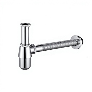 En gros <span class=keywords><strong>Siphon</strong></span> de vidage en laiton chromé 4 pouces, type P, pour lavabo, ensemble de drainage moderne pour salle de bain - Product Image 1