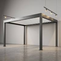 Pergola en aluminium de haute qualité à quatre poteaux, toit à persiennes plates, cadre anti-corrosion, quincaillerie en alliage d'aluminium, pour piscine et complexe hôtelier