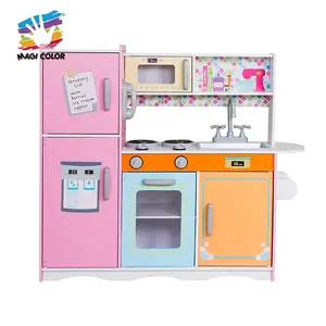 Хит продаж 2021, красочные деревянные игрушечные кухонные наборы с холодильником W10C569