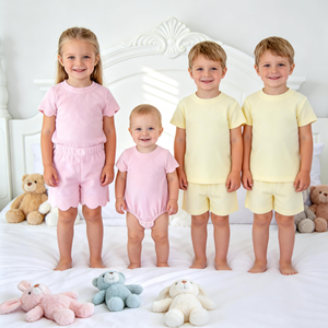 Conjuntos de tela de rizo para niños, ropa de bebé con borde festoneado para niñas, pelele burbuja de verano para bebé, ropa de playa, toalla, conjuntos de ropa para niños - Product Image 5