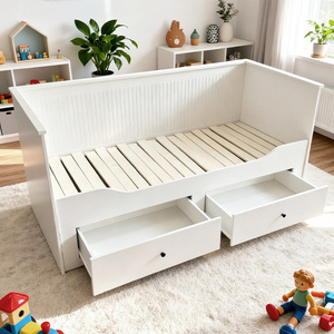 Divano Letto Singolo Multifunzionale Bianco con Struttura in Legno per Soggiorno, Letto per Bambini con Vano Contenitore - Product Image 3