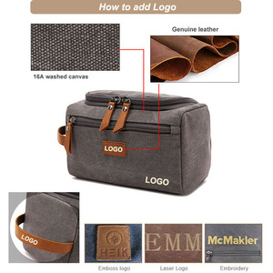 Wholesale Customized Luxury <strong>Mens</strong> Cosmetic <strong>Bag</strong> Canvas Leather Toiletry Kit <strong>Bag</strong> Travel Shaving Dopp Kit <strong>Bag</strong> - Product Image 2