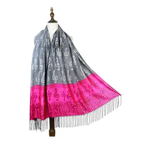 Écharpe pour femmes Écharpes légères imprimées de notes de musique Écharpes à la mode printemps/été Écharpes Châle Wrap