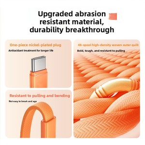 Cable de Datos Trenzado Tipo C Dual Económico, Carga Rápida PD de 120W, Cable Plano para iPhone 17, Huawei, <span class=keywords><strong>MacBook</strong></span>, Cable de Carga para Laptop - Product Image 4