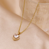 Collier pendentif cœur en zircon cubique fin, chaîne en acier inoxydable plaqué or 14 carats, halo pavé, cadeau romantique, bijoux de mode pour femmes, fournisseur
