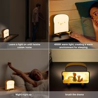 Veilleuse en forme de pain grillé, rechargeable, minuterie, luminosité réglable, mignonne, LED, cadeaux de vacances, portable, lampe de chevet pour chambre à coucher