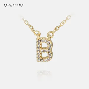 Best Selling New 26 Initial Letter Pendants Gold Plated White CZ Letter Pendant Necklaces