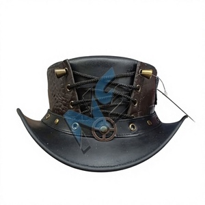 Chapeau haut de forme en cuir Steampunk réglable unisexe pour adulte, style punk décontracté, quatre saisons, NABTAY SPORTS NS-67XX - Product Image 2