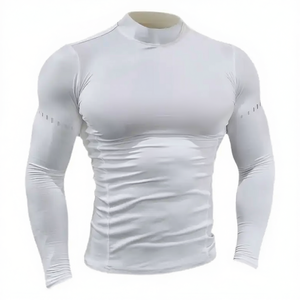 Chemise de compression à séchage rapide unisexe personnalisée en gros Top de fitness à manches longues et à col souple Stretch évacuant l'humidité - Product Image 1