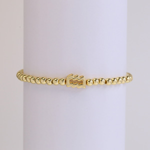 새로운 18K 금도금 황동 4mm 비즈 팔찌 조절 가능한 참 장식 12궁도 팔찌 생일 선물용 - Product Image 2