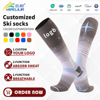 Chaussettes de ski hautes en coton tricoté épaissi, thermiques, absorbantes et respirantes, couleur tendance pour jeunes - Vente en gros