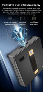 ABIR WD8 Robot nettoyeur de vitres carré intelligent avec pulvérisation d'eau atomisée <span class=keywords><strong>double</strong></span> <span class=keywords><strong>face</strong></span> à ultrasons Fourniture directe en usine - Product Image 3