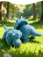 Peluche Triceratops brodée, douce et mignonne, en coton PP, couleur turquoise, pour machine à griffes, vente en gros