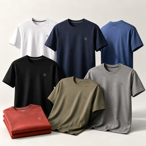 Plain Heavy Cotton Luxury Tshirt Unisex Custom Print Logo Mock Neck Blank Oversize Mens Streetwear Premium Promotional T-shirts - Product Image 1