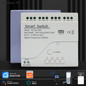 Módulo WIFI de 4 Canales Compatible con Tuya Smart Switch, Control <span class=keywords><strong>Remoto</strong></span> 85-250V, Receptor 10A, Relé Inteligente para Alexa y Google Home - Product Image 1