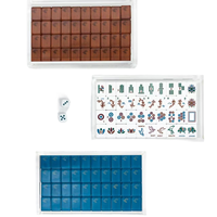 Ensemble de tuiles de Mahjong américain de luxe personnalisé en plastique bleu, motif grue d'origami gravé, portable, avec tapis, supports et table de Mahjong, pour cadeaux et divertissement