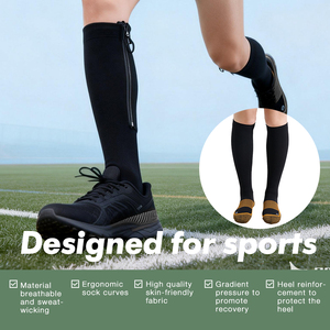 Chaussettes de compression graduée à fermeture éclair sur le devant, hauteur genou, <span class=keywords><strong>pour</strong></span> un port facile et un soutien ciblé - Product Image 5