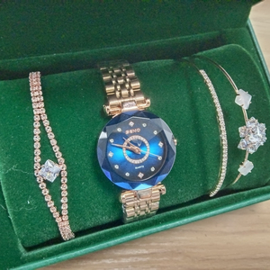 Ensemble de montres à quartz pour femmes SENO S042, bracelet en cristal, collier, ensembles de montres, bijoux féminins, ensemble argenté, Saint-Valentin - Product Image 1