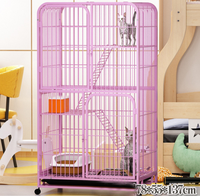 Cage pour chat à 3 niveaux, boîte de jeu, caisse, chenil, parc pour chat, 3 étagères de perchoir réglables, 1 étagère, fixation de lit pour chat et roulettes