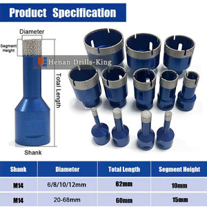 Neue M14 Gelötete Diamant-Kernbohrer Lochsäge <span class=keywords><strong>6mm</strong></span>-100mm Lochschneider Diamantbohrer für Marmor Fliesen Porzellan - Product Image 5