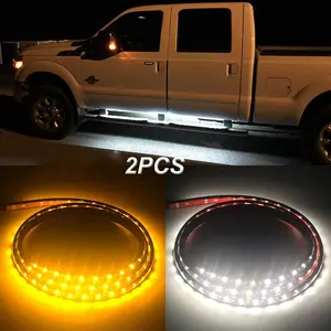 2 pièces feux de jour LED pour camion 48/60 pouces blanc et ambre Sidekick séquentiel Running Board LED Strip Kit