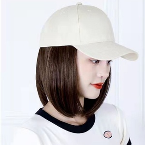 Casquette de baseball avec perruque intégrée, coiffure bob désordonnée, casquette à cheveux courts Bobo - Product Image 4