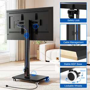 Soporte Móvil para <span class=keywords><strong>TV</strong></span> de <span class=keywords><strong>75</strong></span> <span class=keywords><strong>Pulgadas</strong></span> con Ruedas, Altura Ajustable, Tomacorriente y Capacidad de Carga de 110 lb - Product Image 3