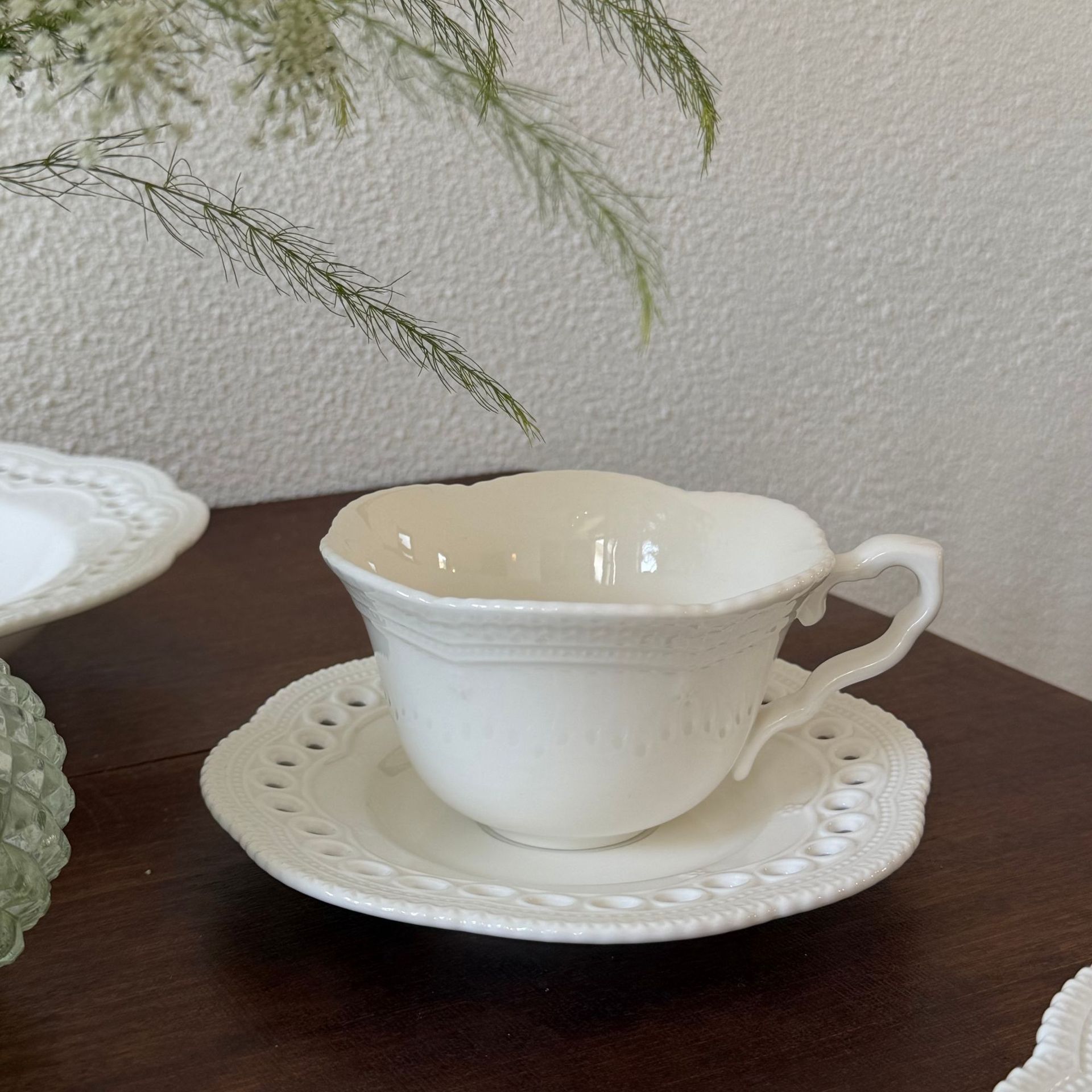 White 260ml Coffee cup and saucer