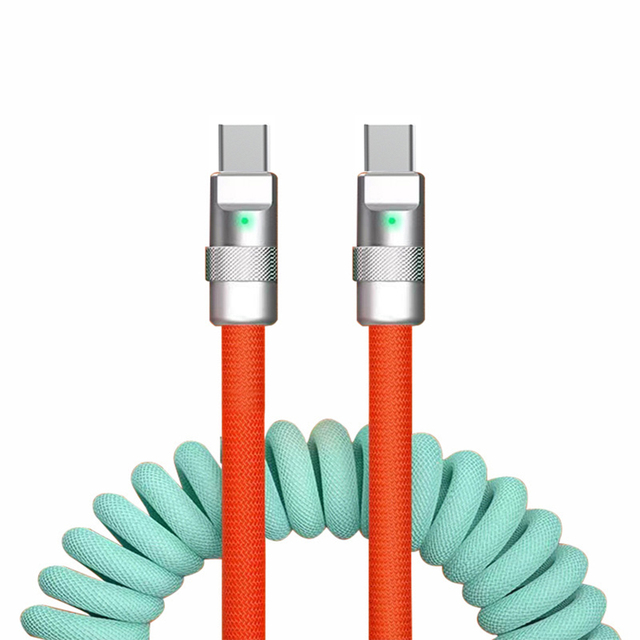 Coiled USB-C to USB-C Cable Durable, Tangle-Free Charging for Home, Office & On-the-Go