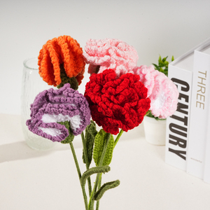 Handmade Crochet <span class=keywords><strong>Rose</strong></span> Bouquet cẩm chướng vĩnh cửu Hoa nhân tạo dệt kim dệt & vải thủ công mỹ nghệ cho ngày Valentine - Product Image 2