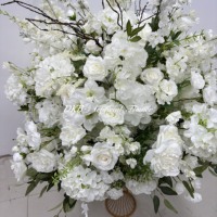 DKB Super Große 100cm Blumenkugel Tischdekoration Maßgefertigte Weiße Rosen-Hortensien Explosive Seiden-Arrangement Hochzeit Geburtstag Event-Dekoration