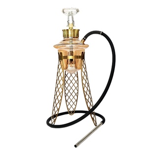 Soporte de lujo para narguile de acero inoxidable con diseño artístico hueco único y técnica de espejo para fumar narguile, chicha, shisha en bares. - Product Image 3