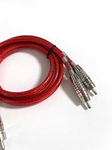 High-density braided PVC jacket nickel-plated 2RCA <b>car</b> audio cable to male red RCA for <b>amplifier</b> - Product Image 3