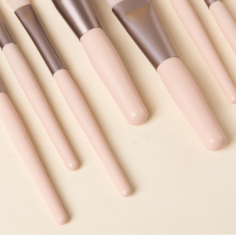 hot sale 8pcs foam natural custom private label red pink blue mini travel angle packaging mini travel portable makeup brush