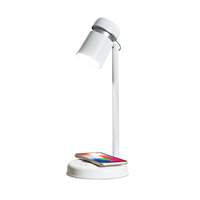 Lámpara de Lectura 3 en 1 con Altavoz y Cargador Inalámbrico de 15W, LED Blanco Cálido, Diseño Moderno, Regulable
