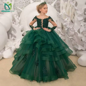 Abito Lungo Blu di Alta Qualità con Ricami Floreali e Spalle Scoperte per <span class=keywords><strong>Ragazze</strong></span> di <span class=keywords><strong>12</strong></span> <span class=keywords><strong>Anni</strong></span>, Elegante Vestito da Ballo 3D per Feste e Compleanni - Product Image 1