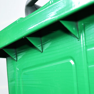 Outdoor <b>Square</b> Waste <b>Bin</b> 240L Green Metal Bucket Wheeled Durable For Outdoor Use - Product Image 2