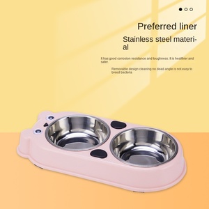 Köpek ve kedi çift kase plastik ve paslanmaz çelik küçük/orta köpekler ve kediler için Pet besleme malzemeleri - Product Image 1