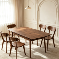Table à manger pliante de luxe en bois massif, style classique moderne, pour salon, petit appartement, durable et écologique