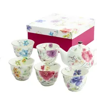 Japanese eco-friendly stocked gift ceramic blooming beautiful tea set