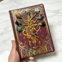 Journal Arbre de Vie en Cristal Naturel Fait Main, Carnet de Guérison des 7 Chakras, Grimoire Vintage de Sorcellerie pour Décoration Intérieure