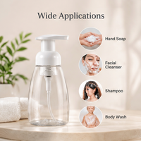 Vente en gros de flacons pompe ovales en PET pour mousse, 250 ml, 300 ml, taille personnalisée, distributeur de savon liquide moussant en plastique rechargeable, pour tampons