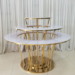 Mesa de comedor de autoservicio circular de acero inoxidable dorado Furun para bodas, festivales y fiestas - Product Image 4