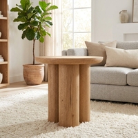Table basse ronde en bois moderne pour salon, meubles de maison, structure en acier, facile à nettoyer, garantie de 2 ans