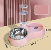 Gamelle double écologique pour chiens avec mangeoire lente amovible en acier inoxydable, base antidérapante, motif uni, étanche IPX5