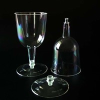6oz fête de mariage PS logo imprimable détachable plastique dur 180ml haut verre clair verre à vin rouge