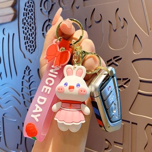 <span class=keywords><strong>Porte</strong></span>-clés <span class=keywords><strong>Original</strong></span> NICE DAY en PVC, motif lapin fleuri 3D, pendentif de sac créatif et exquis en alliage pour <span class=keywords><strong>femme</strong></span> - Product Image 2