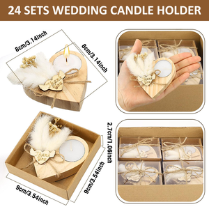 เชิงเทียนไม้รูปหัวใจ ของตกแต่งโต๊ะสไตล์ชนบทเรียบง่าย สำหรับงานแต่งงาน งานวันขอบคุณพระเจ้า งานฉลองครบรอบ ของชำร่วยงานเลี้ยง ของตกแต่งไม้ - Product Image 5