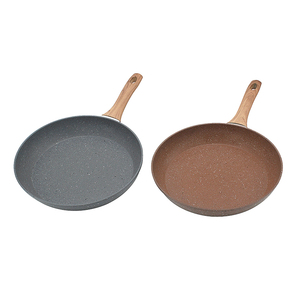 Sartén de aluminio antiadherente forjada personalizada de fábrica, sartenes planas con revestimiento de mármol antiadherente, mango de madera <span class=keywords><strong>Sarten</strong></span> para cocinar en casa - Product Image 5